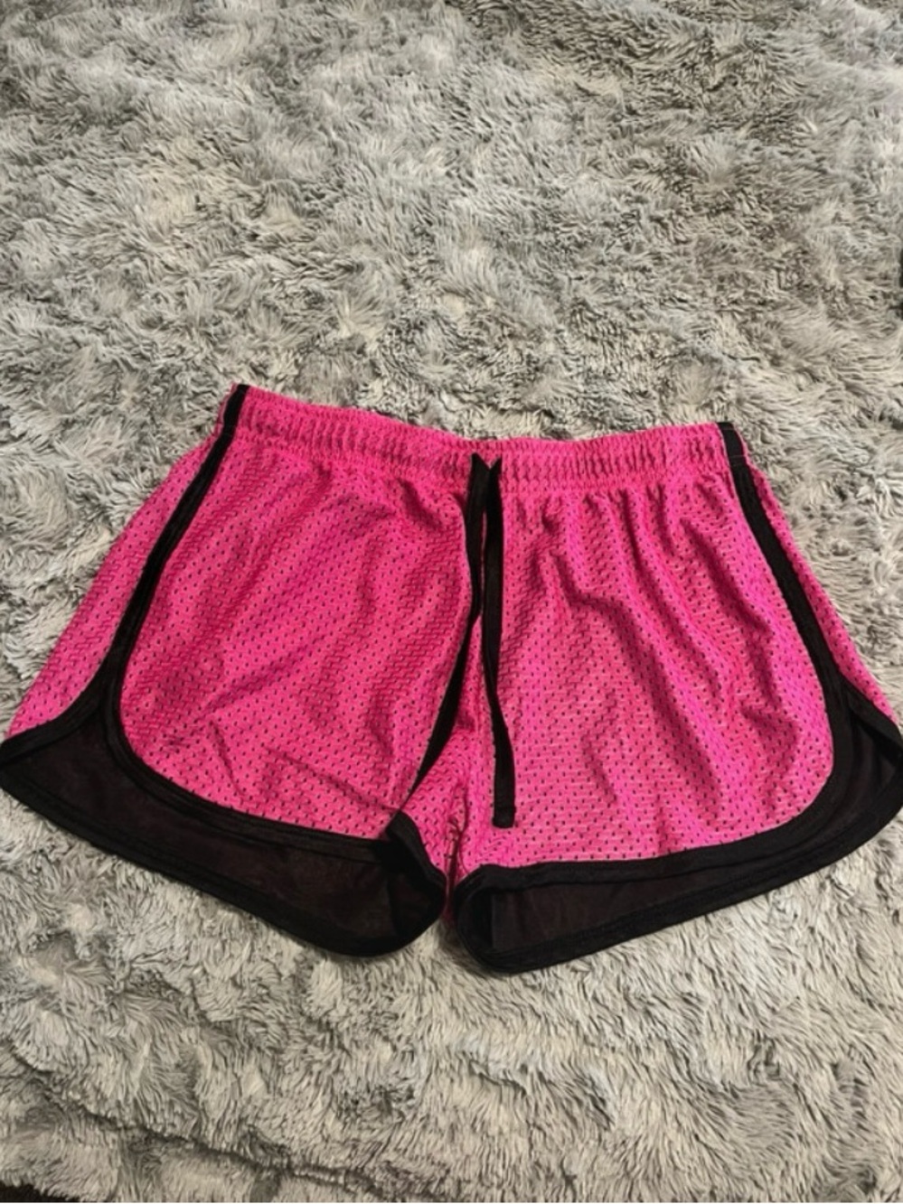 Source Unknown Hot Pink Mesh Athletic Shorts with Black Trim